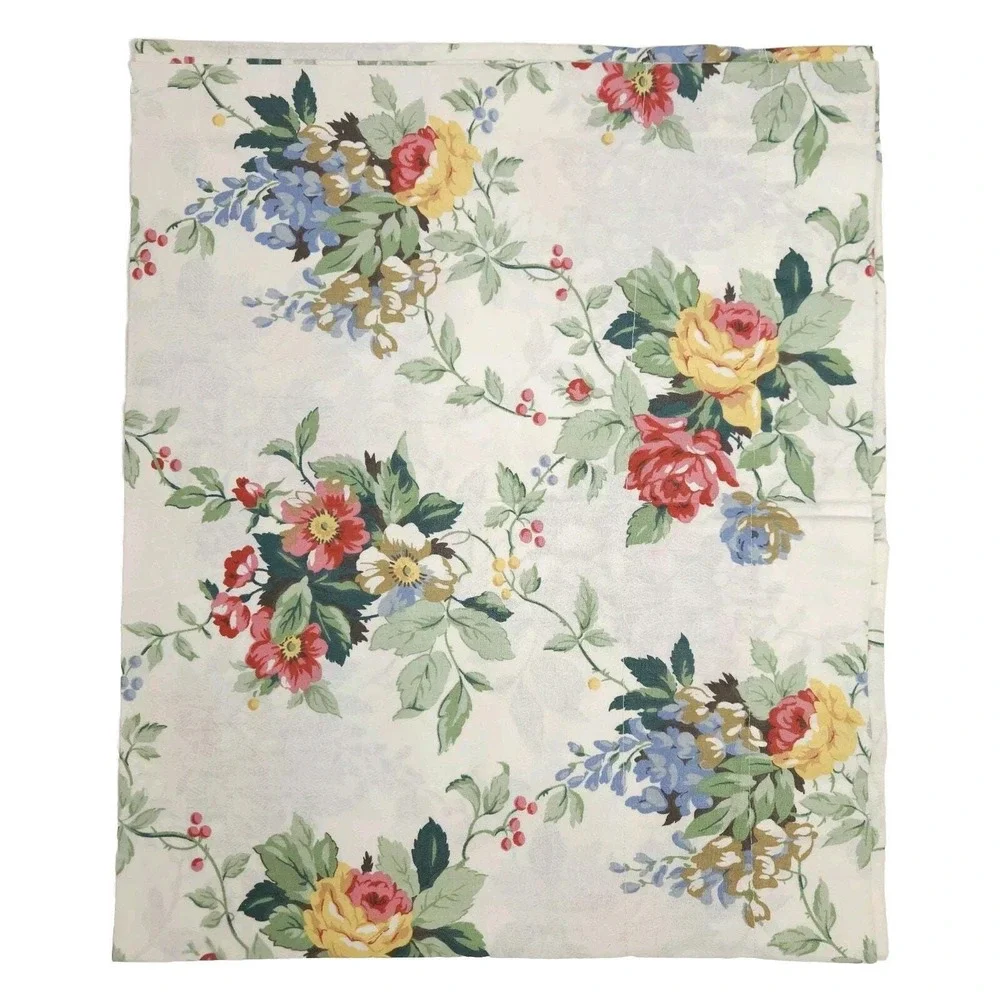 VTG Croscill Valance Curtain Floral Lined Shabby Cottage Romantic 88x18 2pcs USA